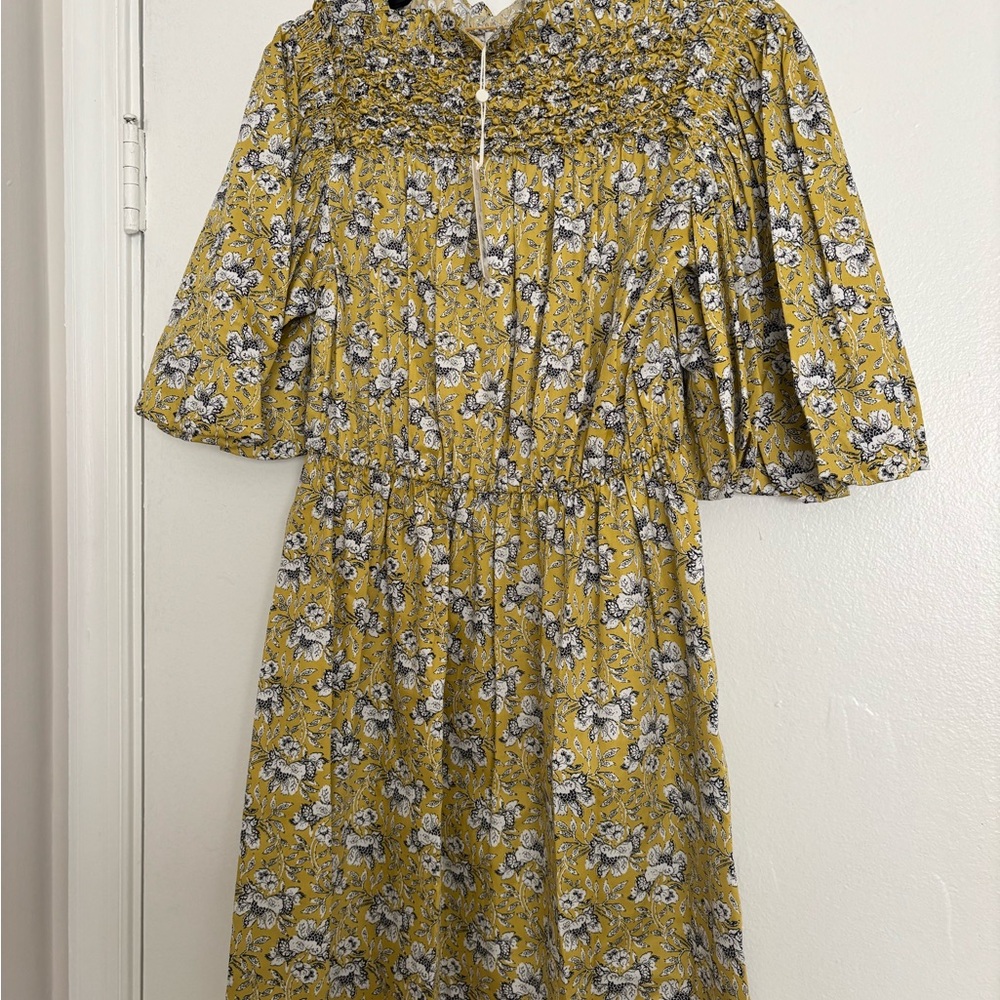 Rebecca Taylor Yellow Floral Smocked Dress